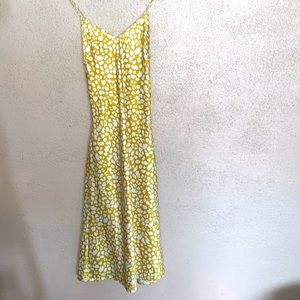 Lulus mustard yellow with white animal print slip dress